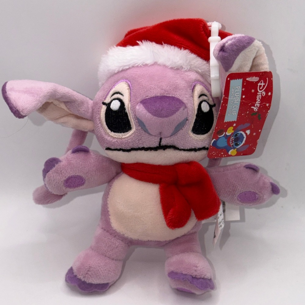 Disney OS Angel Christmas Plush Clip Holiday Angel Lilo and Stitch Santa Hat